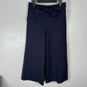 Boden Wide Leg Tie Waist Trouser Pants Womens 6Petite Navy Blue Pull On Nautical